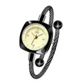 Reloj de pulsera cuadrado GEDI con correa de metal trenzado dorado para mujer. - Gris Oscuro Amarillo