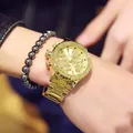 GUOU luxury gold unisex watch featuring a large multi-function dial and calendar date - All Gold Steel