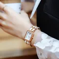Elegant Gedi women's watch featuring a rose gold woven chain bracelet and white dial - Rose Gold/White