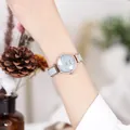 Kimio stylish waterproof women's watch with light blue strap and faceted glass dial - Rose Gold Grey