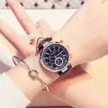 Elegant GUOU women's multi-function quartz watch with black leather strap and rose gold case - Black Leather Black Dial