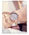 Élégante montre à quartz en or rose pour femme avec trois cadrans et un bracelet nœud - Or Rose Acier Gris