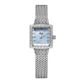 Elegant Gedi square quartz watch for women with light blue dial and silver mesh strap - Silver & Blue