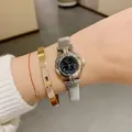 Elegant DINIMI silver ladies watch with black Roman numeral dial and silver metal band - Silver Metal Strap Black Dial