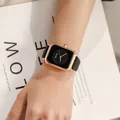 Fashionable GUOU square women's watch with black silicone strap and rose gold case - Black Gold Frame (8162 Silicone Strap) / Black