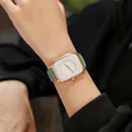 Elegant square watch for women with green silicone strap and rose gold case - White Gold Frame (8162 Silicone Strap) / Light Green