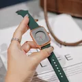 GUOU women's square watch with dark green silicone strap and rose gold case - Grey Gold Frame (8162 Silicone Strap) / Dark Green