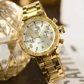 Elegant GUOU women's multifunctional quartz watch featuring a luxury gold metal strap - Gold White