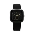 TICTOC fashion black silicone women's watch with square dial and three sub-dials - Black Strap Gunmetal Case
