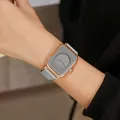 GUOU minimalist square women's watch with grey silicone strap and rose gold case - Grey Gold Frame (8162 Silicone Strap) / Gray