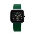 Elegant TICTOC square face quartz watch featuring green silicone strap and gold hour markers - Green / Black Frame