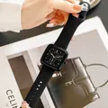 Stylish black TICTOC silicone watch for women featuring a trendy square dial and three eyes - Black Strap Gunmetal Case