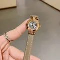 Élégante montre à quartz DINIMI pour femme avec bracelet en cuir gris et chiffres romains - Cuir Gris Boîtier Or Rose