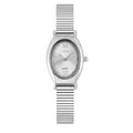GEDI elegant oval women's quartz watch with silver expandable metallic strap - Elastic Metal Band / Silver Case White Dial
