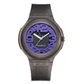 Stylish Panmila casual silicone strap watch with 3D purple numerals on a grey dial - Black Strap Purple (Numbers)