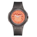 Casual women's quartz watch with dark translucent silicone strap and orange 3D numeric dial - Black Strap Orange (Numbers)