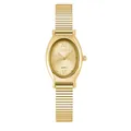 GEDI elegant women's quartz watch featuring a gold-tone oval dial and textured metal strap - Gold Case Gold Dial