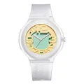 Casual white silicone strap ladies quartz watch featuring mint green and yellow dial - White Strap Yellow (Numbers)