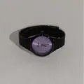 EAVANLIN minimalist black metal strap watch for women with a sunburst purple dial - Round (1903) / Round Piano Band Gunmetal Purple
