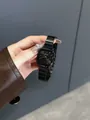 Elegante schwarze quadratische EAVANLIN Damenuhr mit schickem Metallarmband. - Quadratisch (1903) / Kleines Klavierband Gunmetal Schwarz