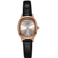 Vintage oval women's wristwatch with black leather strap and rose gold case - Rose Gold Case Grey Dial Black Strap
