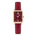 GEDI elegant women's square watch with burgundy leather strap and Roman numerals - Vintage Square Style (9984)