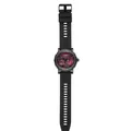 Reloj de moda para hombre con correa de silicone negra y esfera roja de lava - Estilo de Textura de Lava Negra (AT-S0028) / Correa Negra Marco Gris Plomizo