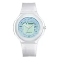 Fashionable casual women's quartz watch with mint green dial and white silicone strap - White Strap Blue (Numbers)