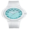 Stylish Panmila women's quartz watch featuring white silicone strap and light blue dial - White Strap Blue (Scales)