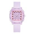 Minimalist purple square quartz watch for women with a durable casual silicone strap - Purple Strap Purple Dial