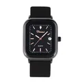 Modern Dinimi black square quartz wristwatch with date calendar and soft silicone strap - Black Strap Gunmetal Case