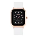 Dinimi minimalist square quartz watch with white silicone strap and date display - White Strap Black Gold Frame