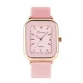 Reloj de cuarzo cuadrado Dinimi con correa de silicona rosa y esfera de calendario rosa - Correa Rosa Caja Oro Rosa