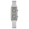 Elegant Gedi vintage silver square watch for women featuring dual time and mesh strap - Silver Gray (Herringbone Mesh)