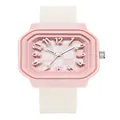 Reloj Panmila cuadrado de silicona rosa para estudiantes con diseño de esfera de ajedrez - Correa Blanco Roto Esfera Rosa y Blanca Caja Rosa (Números)