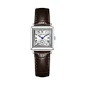 Vintage GUOU square women's watch with brown leather strap and elegant blue hands - Square Retro Style (6059) / Brown Strap White Dial Silver Case