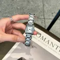 Elegant GUOU silver square steel band quartz watch with Roman numerals for women - Steel Band Square Style / Silver White