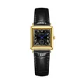 GUOU elegant square ladies' watch with black crocodile leather strap and gold-tone case - Square Retro Style (6059) / Black Strap Black Dial Gold Case