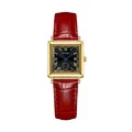 Elegant GUOU vintage square women's watch featuring a red leather strap and gold case - Square Retro Style (6059) / Red Strap Black Dial Gold Case