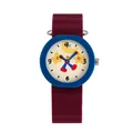 Colorful cartoon student watch with burgundy silicone strap and star dial pattern - Burgundy with Blue Case