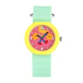 Cute cartoon student watch featuring a mint green silicone strap and vibrant yellow case - Green with Yellow Case