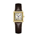 GUOU vintage style square women's watch featuring brown leather strap and gold case - Square Retro Style (6059) / Brown Strap Gold Dial Gold Case