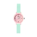 Gccliyo stylish small round student watch featuring pink case and mint green leather strap - Light Green Leather Pink Case