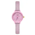 Elegant GEDI women's quartz watch with pink dial and lavender textured leather strap - Pink