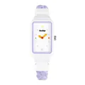 Reloj de cuarzo lindo para mujer con caja blanca y correa de tela trenzada color lila - Púrpura y Blanco