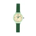 GccIiyo small round analog watch in green dopamine style fashion for students and girls - Green Leather Yellow Green Case
