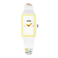 Reloj de mujer lindo con correa de cuerda trenzada colorida y esfera blanca - Amarillo y Blanco