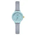 Minimalist GEDI women's quartz watch with light blue dial and grey leather strap - Grey Strap Blue Dial
