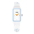 Lindo reloj de cuerda trenzada blanca para estudiantes con diseño de esfera minimalista - Azul y Blanco
