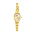 Vista dettagliata dell'elegante orologio da donna ovale in oro con cinturino a maglie Chaoyada - Tutto Oro